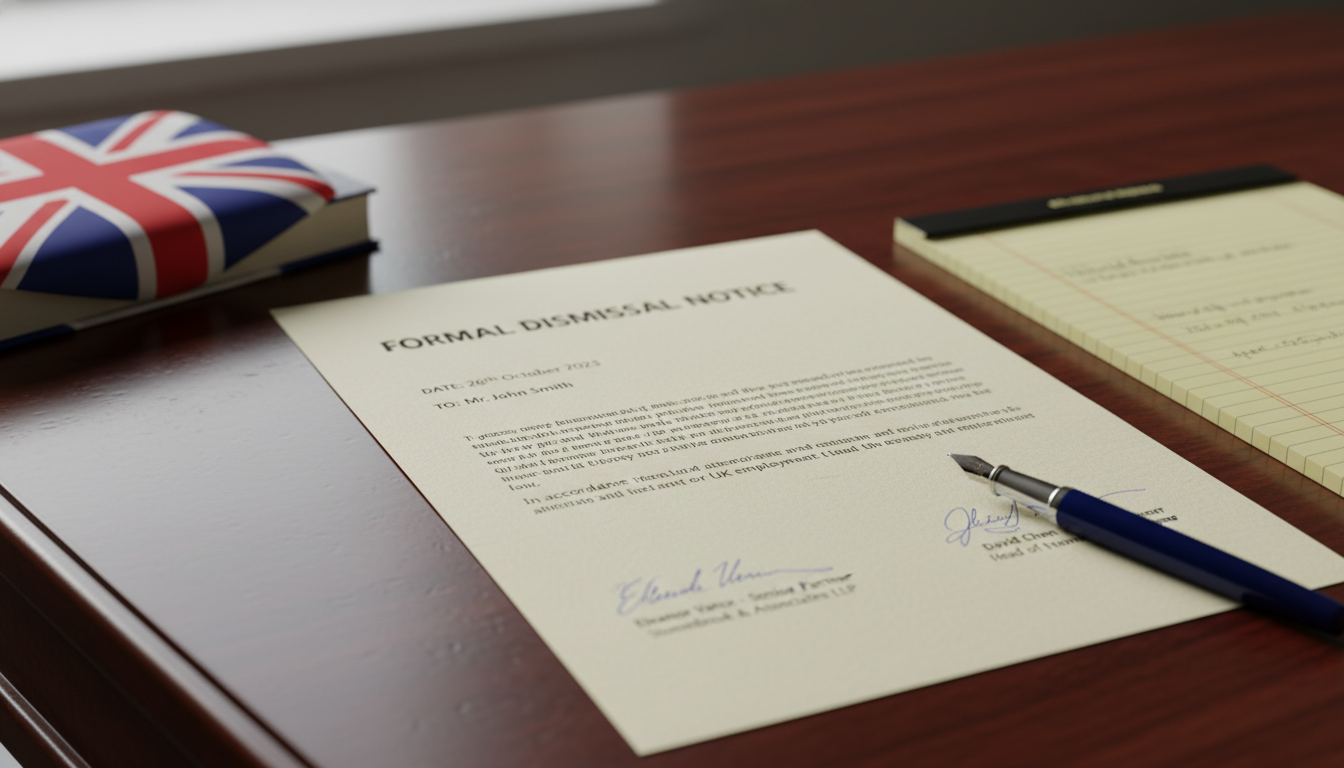 Formal dismissal letter on desk