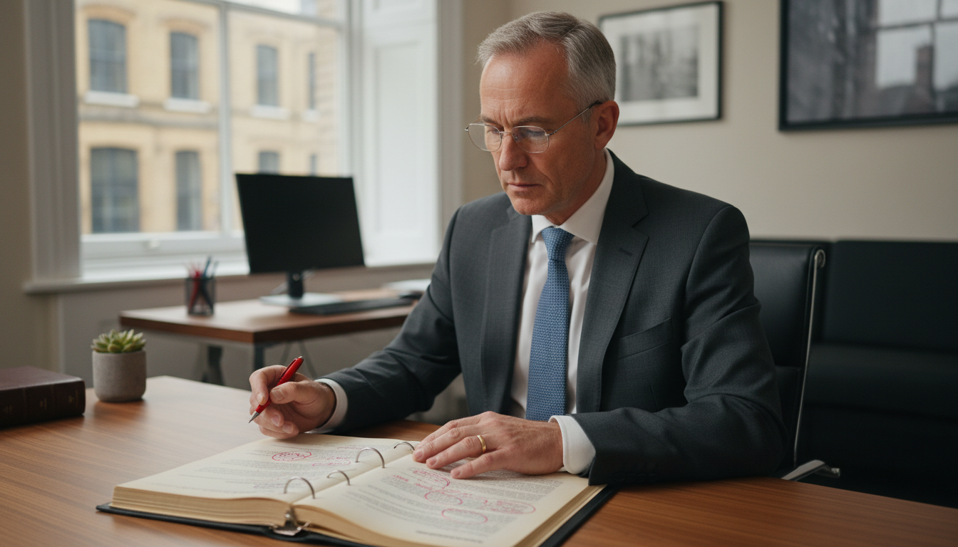 Solicitor reviewing employment contract