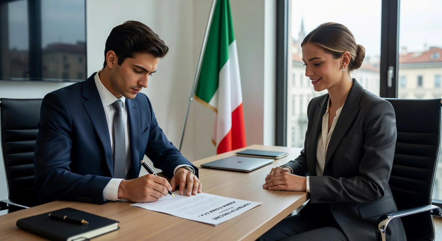 Students signing internship contract