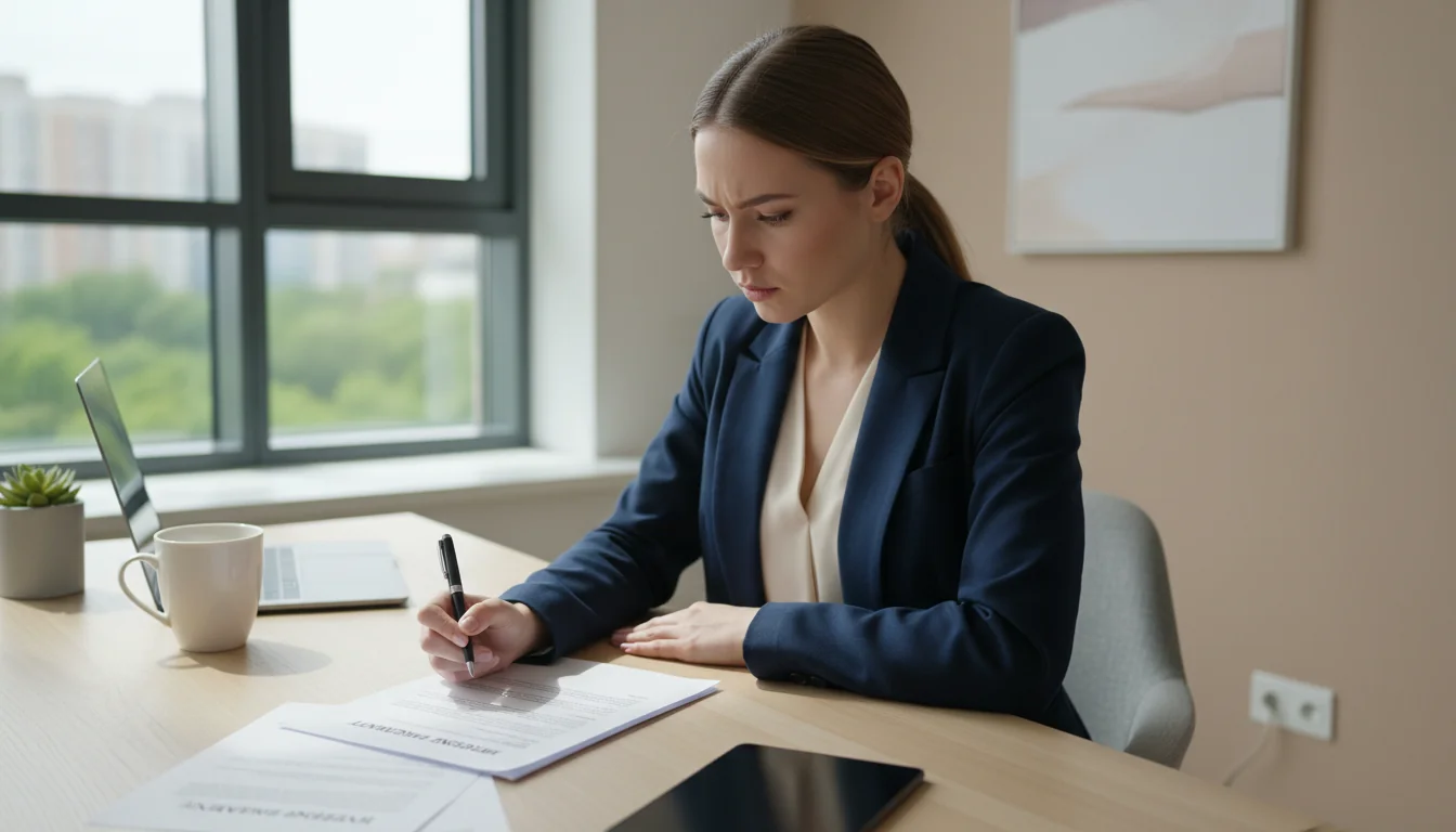 Intern reviewing agreement document