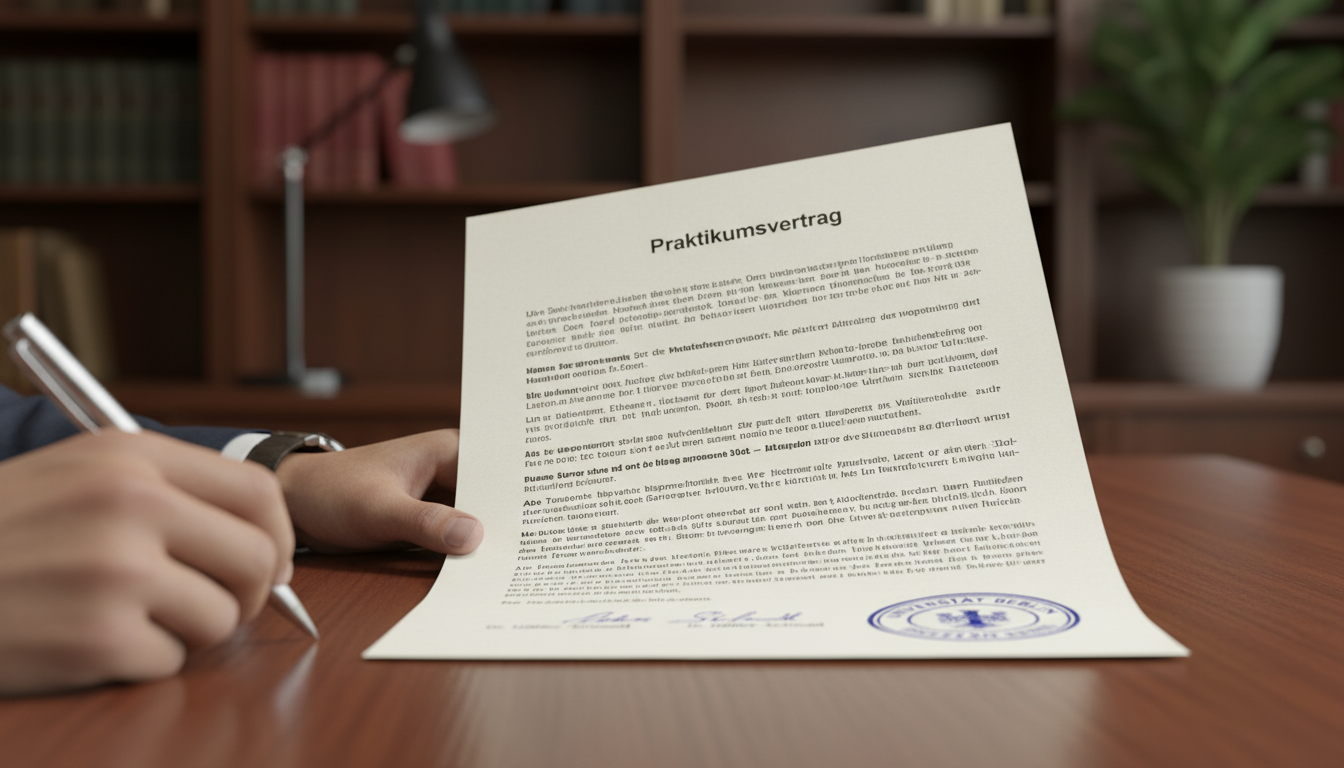 Internship contract close-up