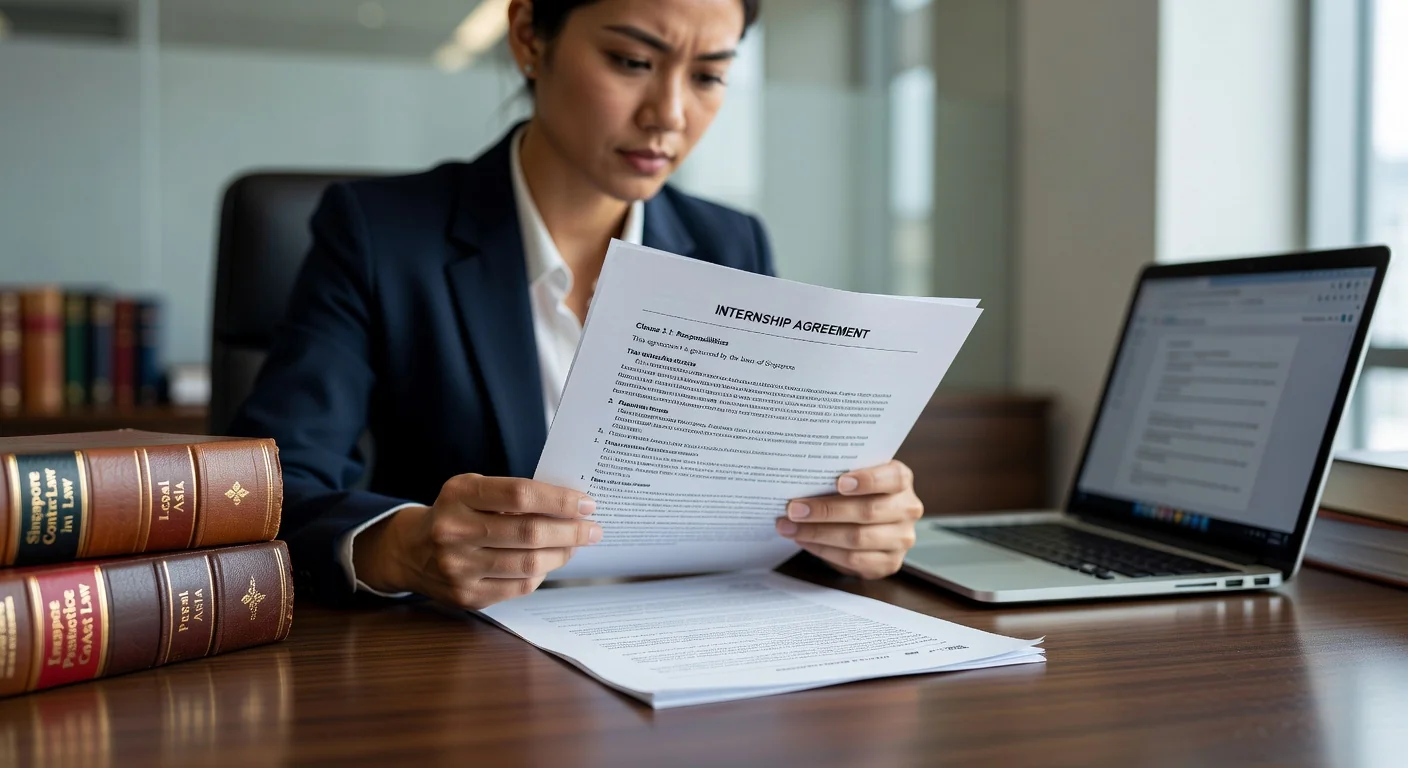 Intern reviewing agreement clauses