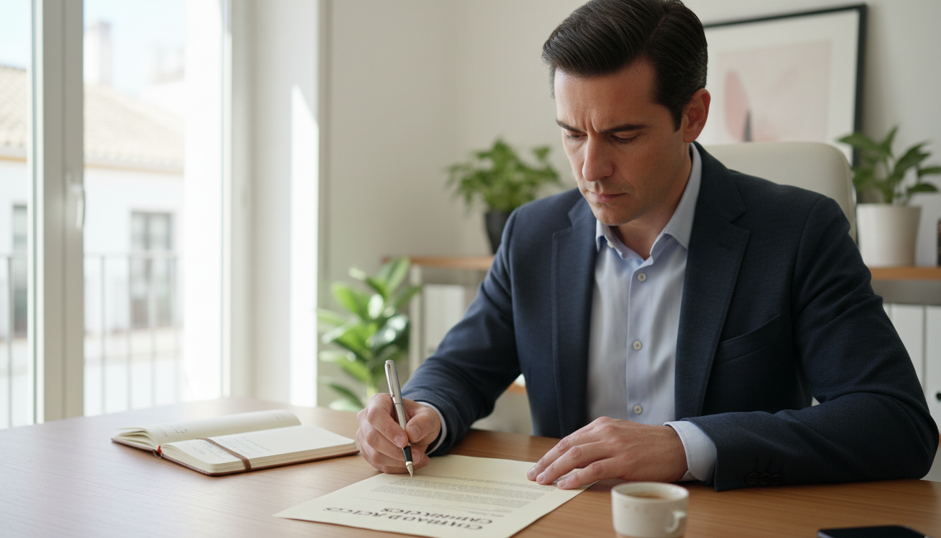 Intern reviewing practice contract.