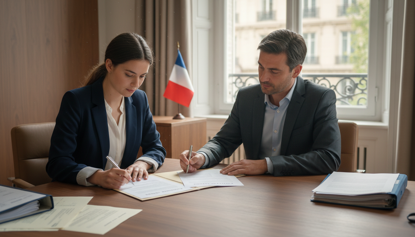 French internship contract signing scene