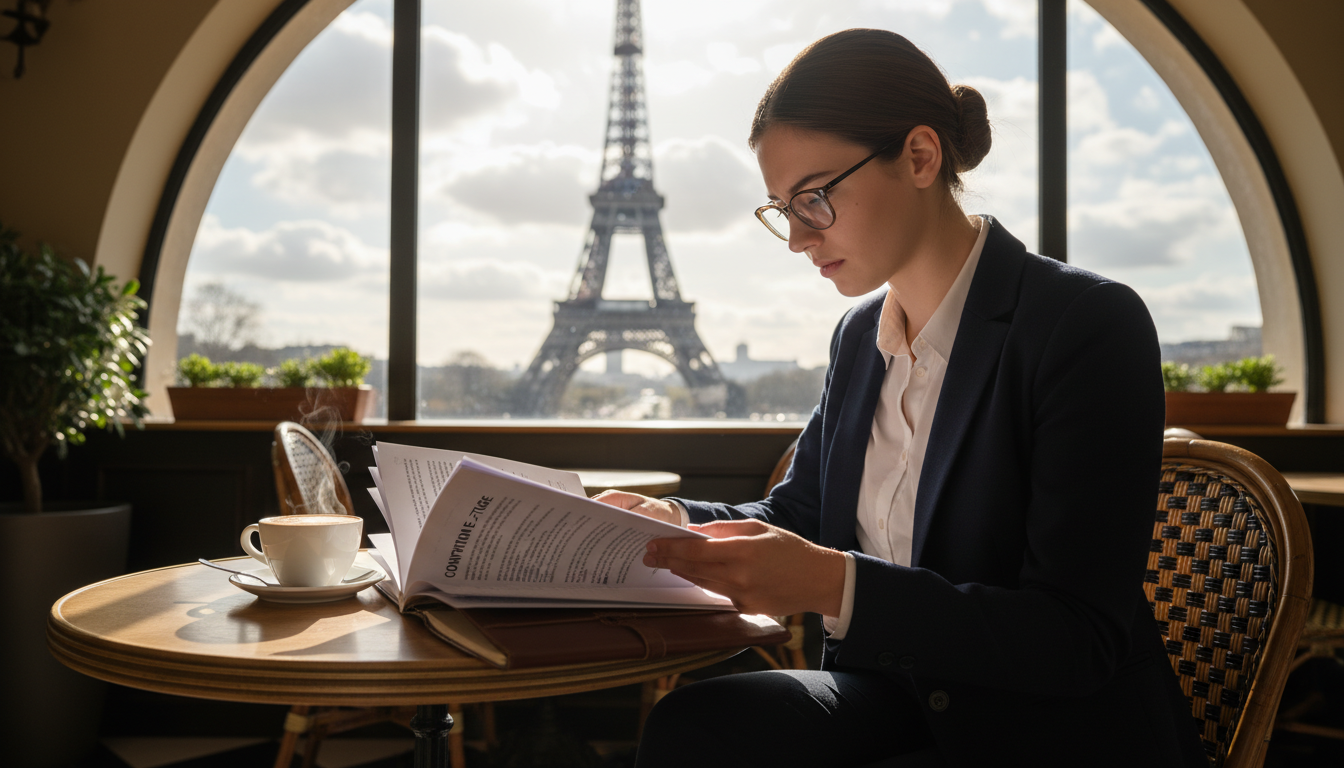 Intern reviewing stage agreement terms