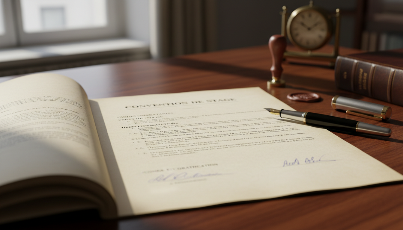 Internship agreement document close-up