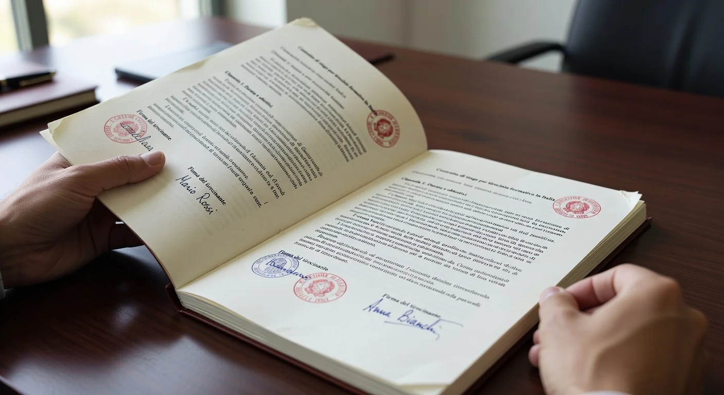 Italian internship contract close-up
