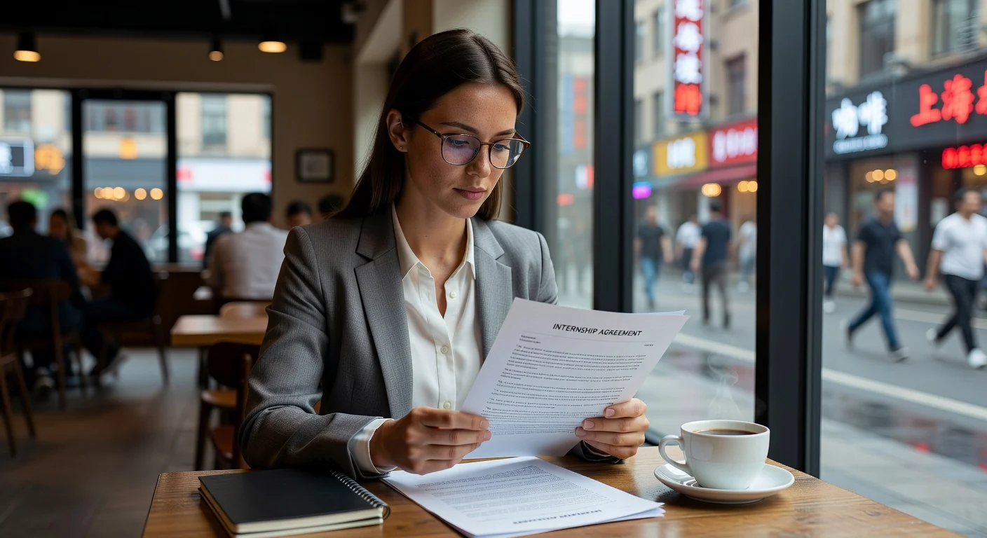 Intern reviewing legal terms
