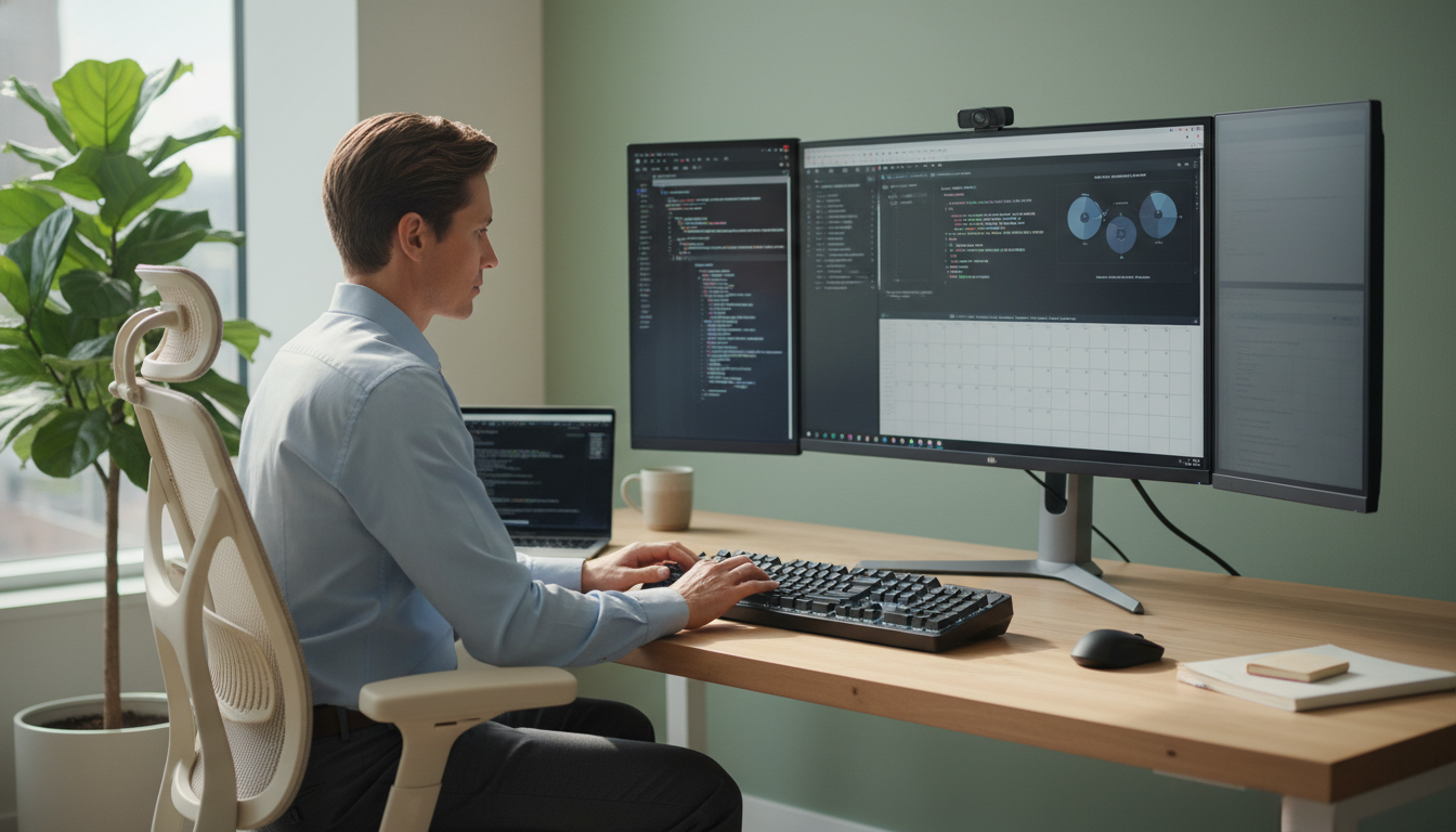 Remote worker at home office setup