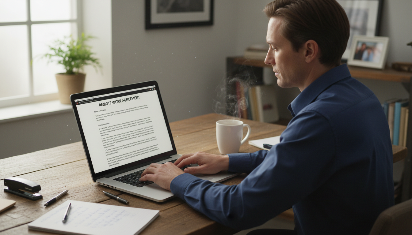 Adult drafting remote work contract