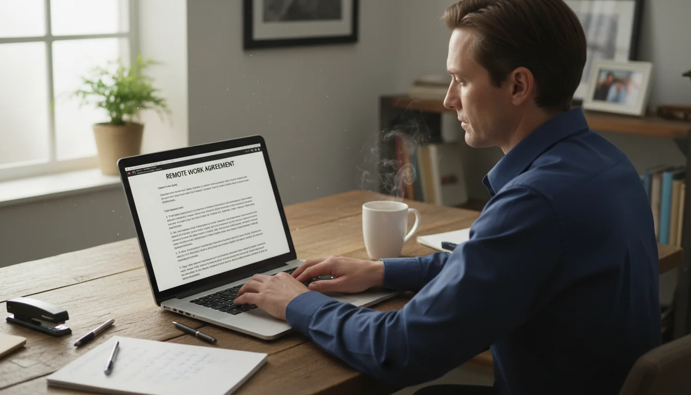 Adult drafting remote work contract