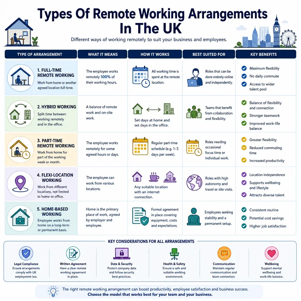 Types of remote working arrangements in the UK