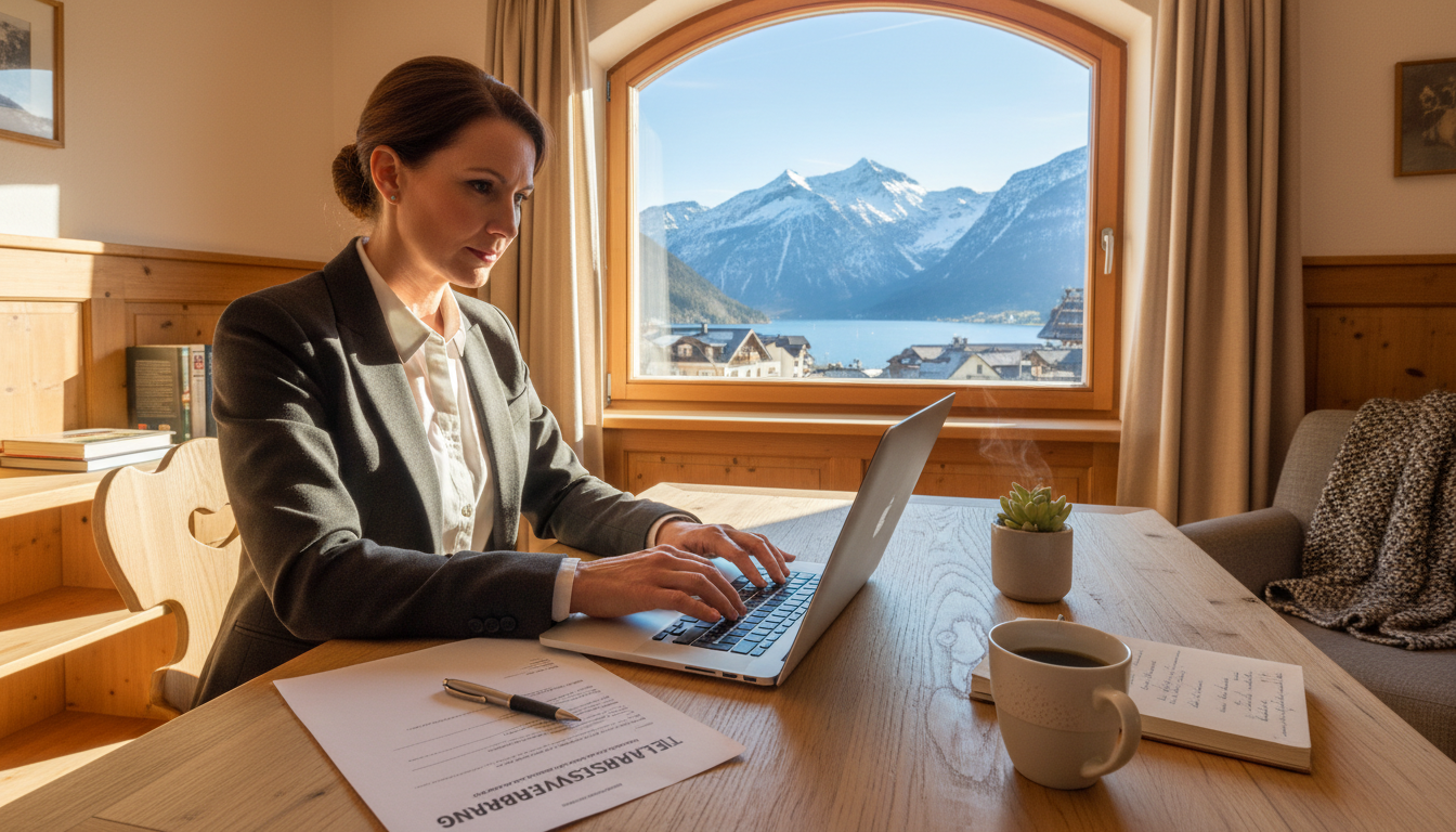 Remote worker in Austrian home office