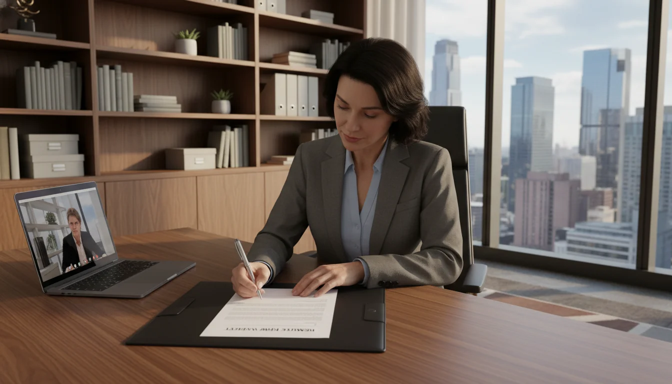 Professional signing remote work contract