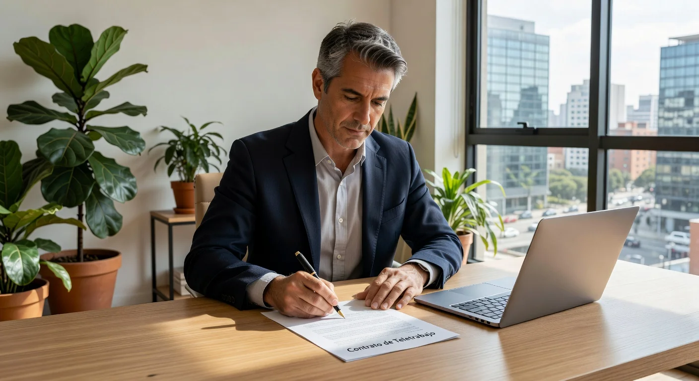 Professional signing remote work contract