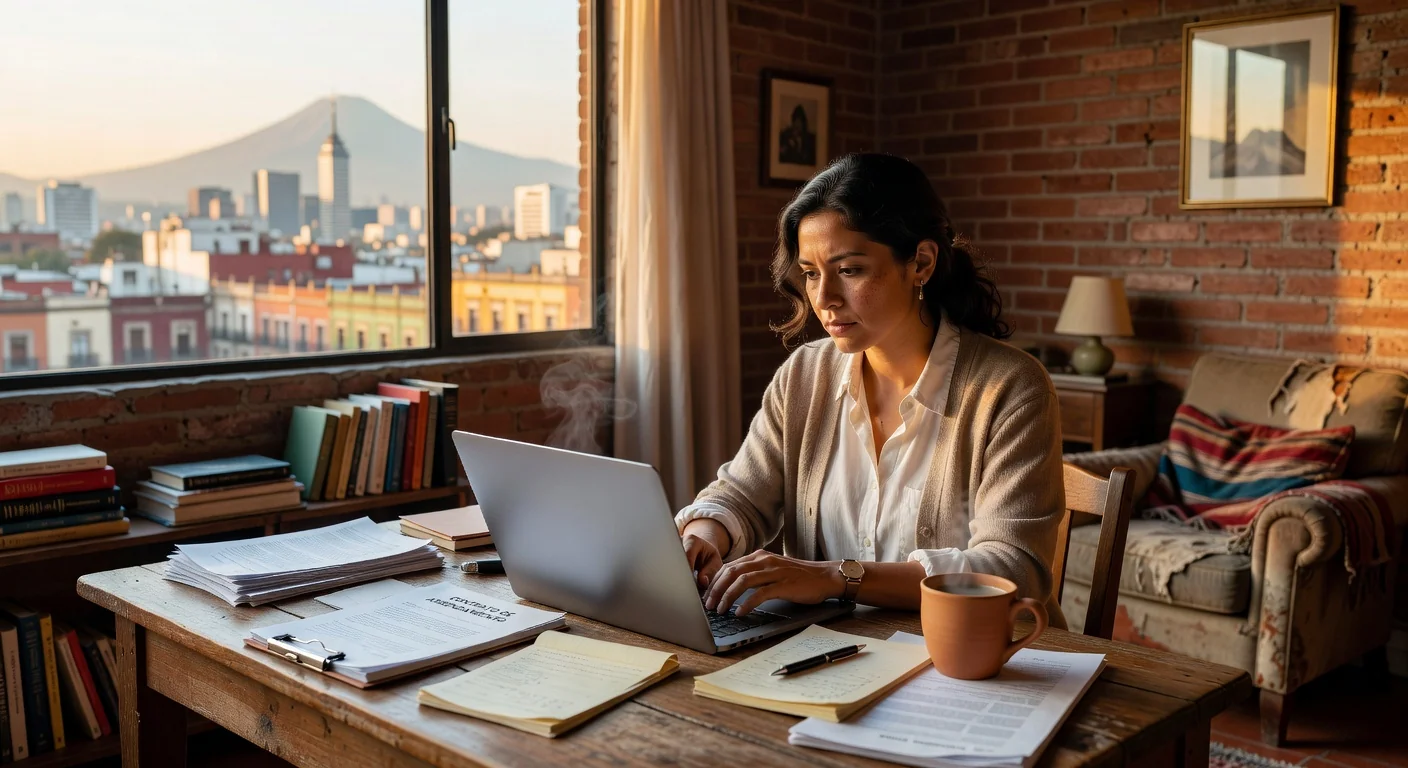 Remote worker in Mexico City home