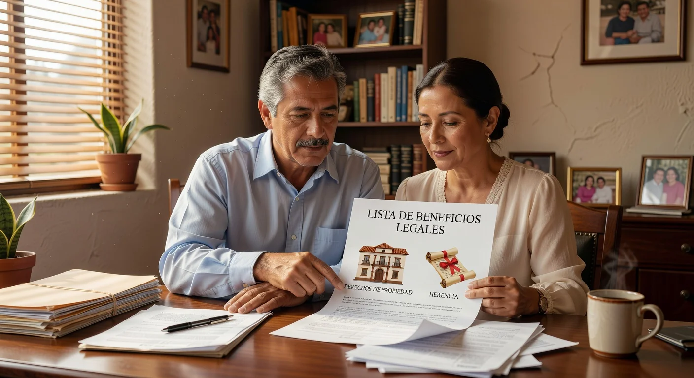 Legal benefits icons with couple