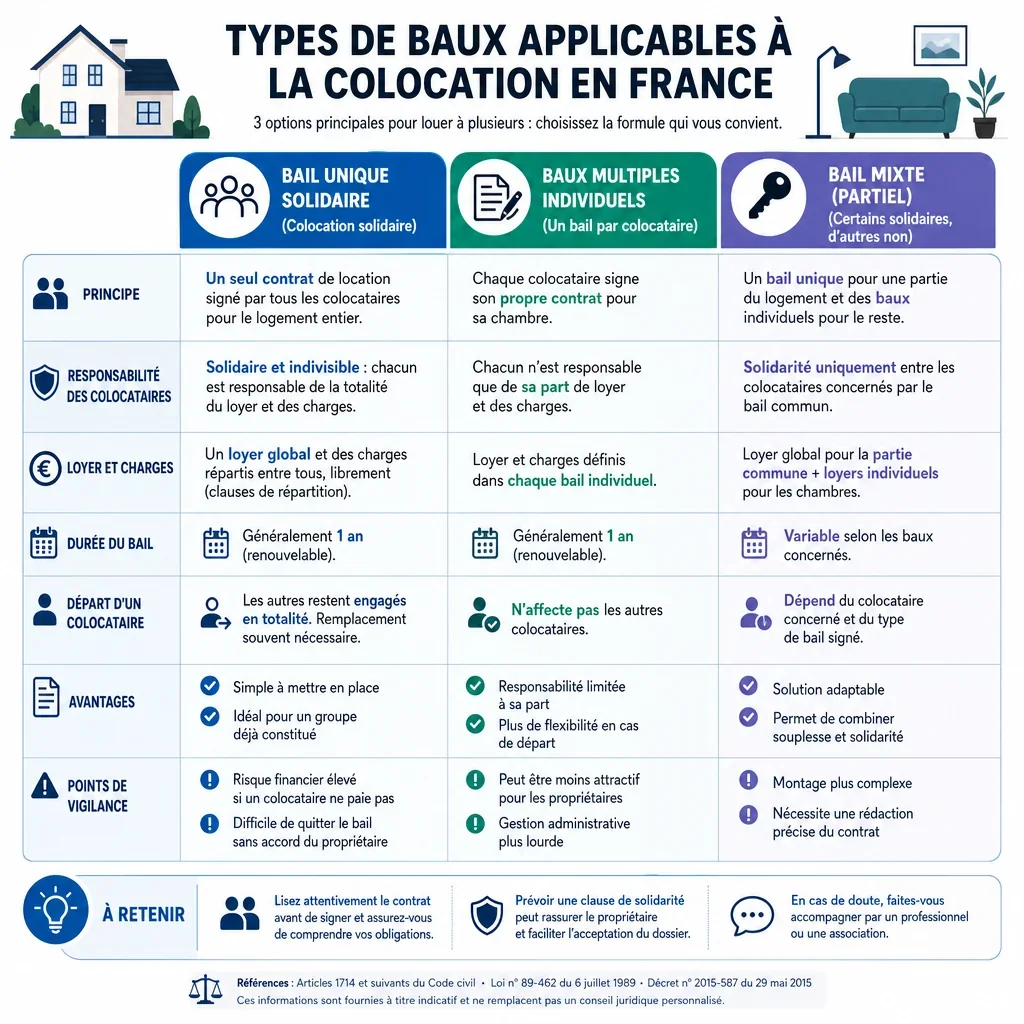 Types de baux applicables à la colocation