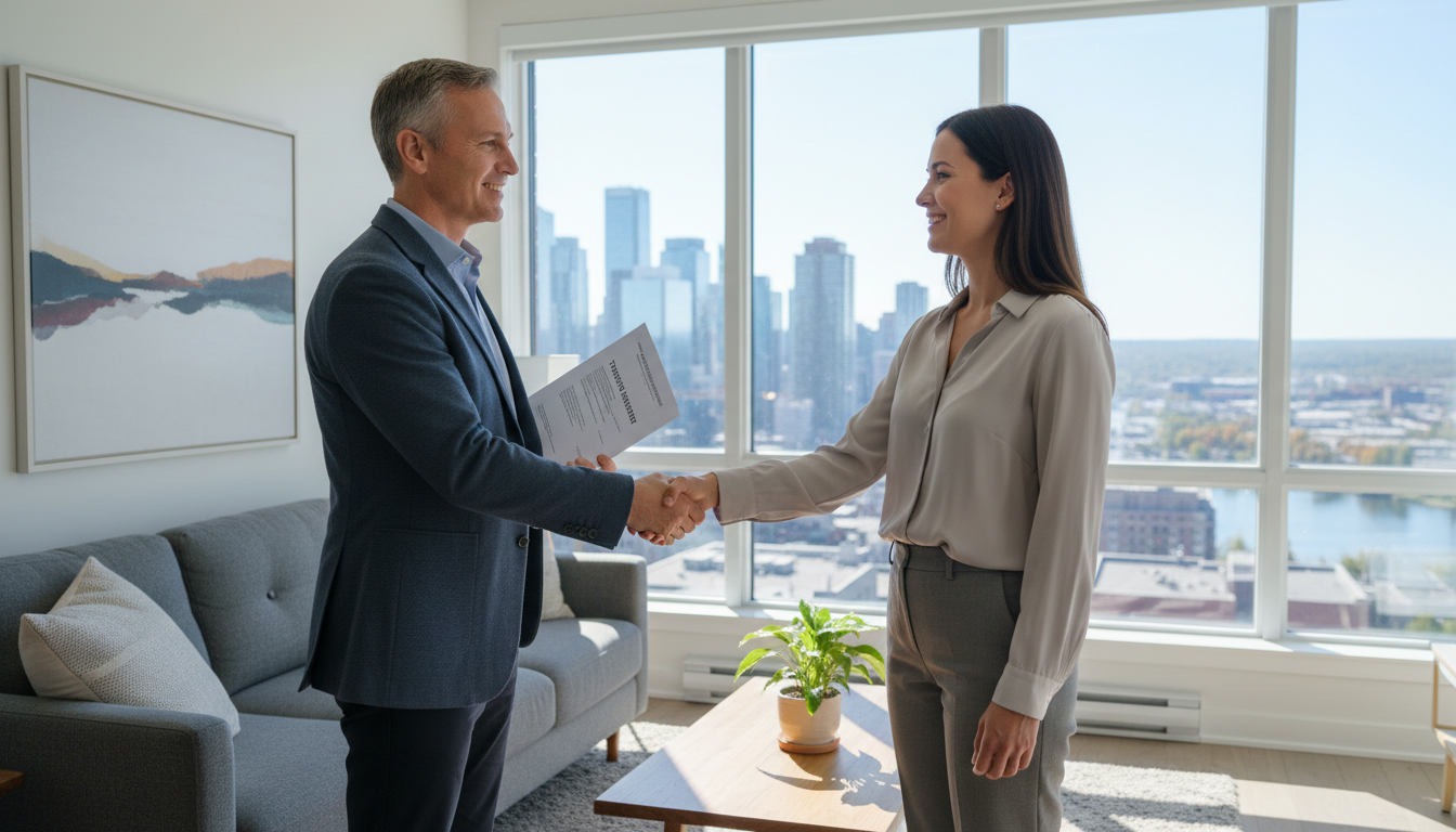 Landlord and tenant handshaking