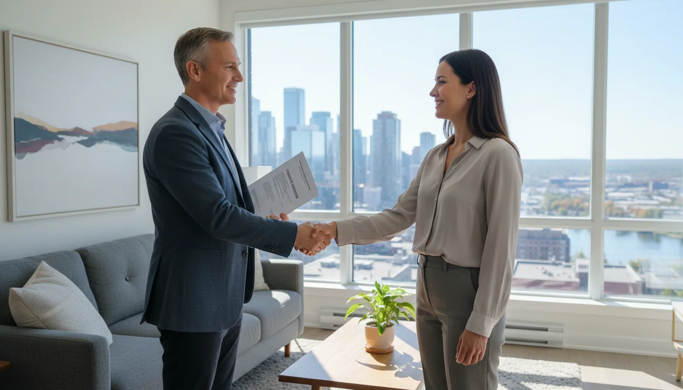 Landlord and tenant handshaking