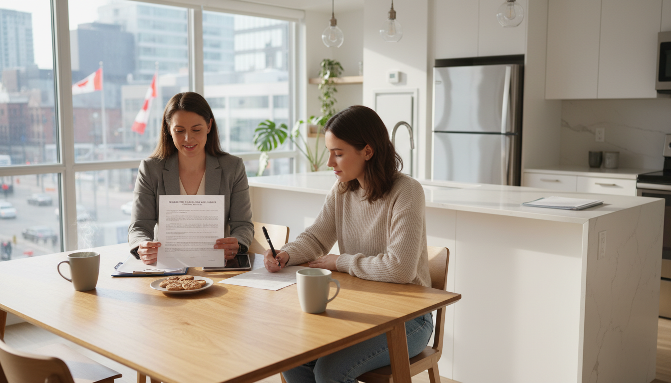 Tenant signing lease agreement