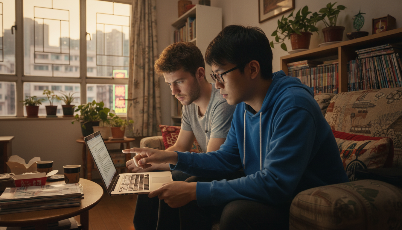 Adult roommates reviewing contract clauses