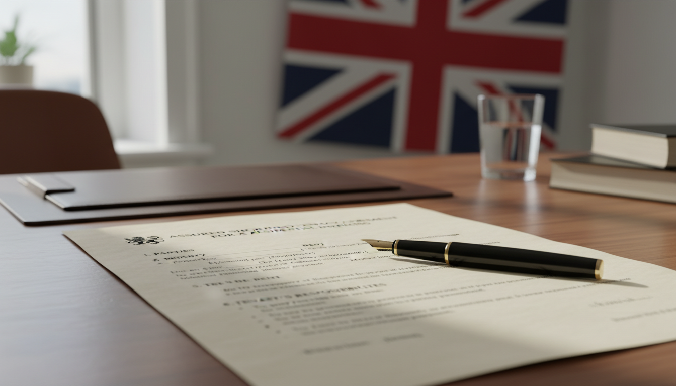 UK tenancy agreement document close-up