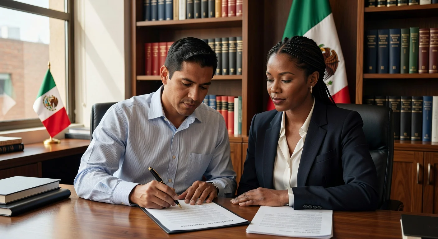 Couple signing legal contract