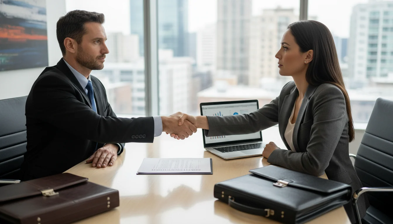 Business professionals signing NDA contract