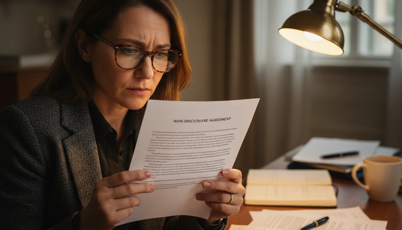 Person reading fine print in agreement