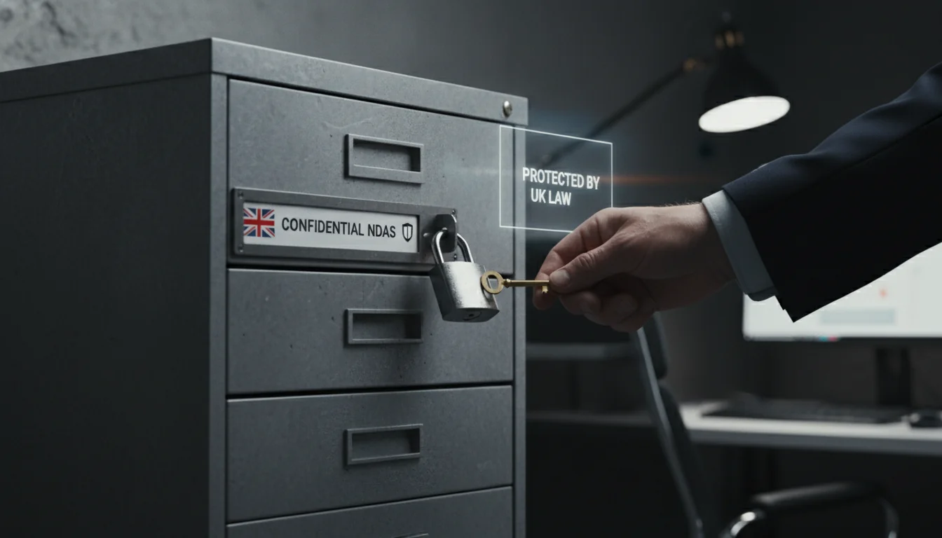 Secure locked document folder illustration
