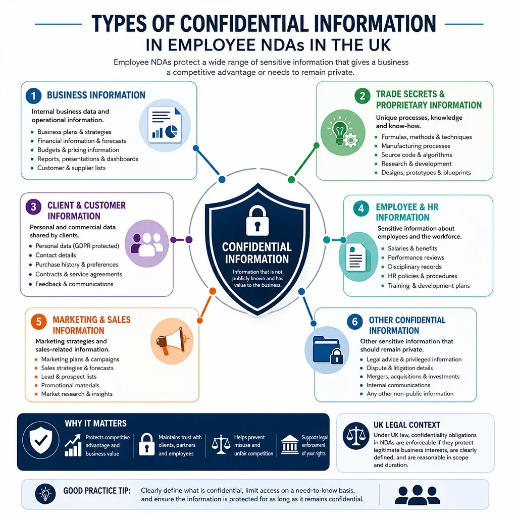 Types of confidential information in employee NDAs