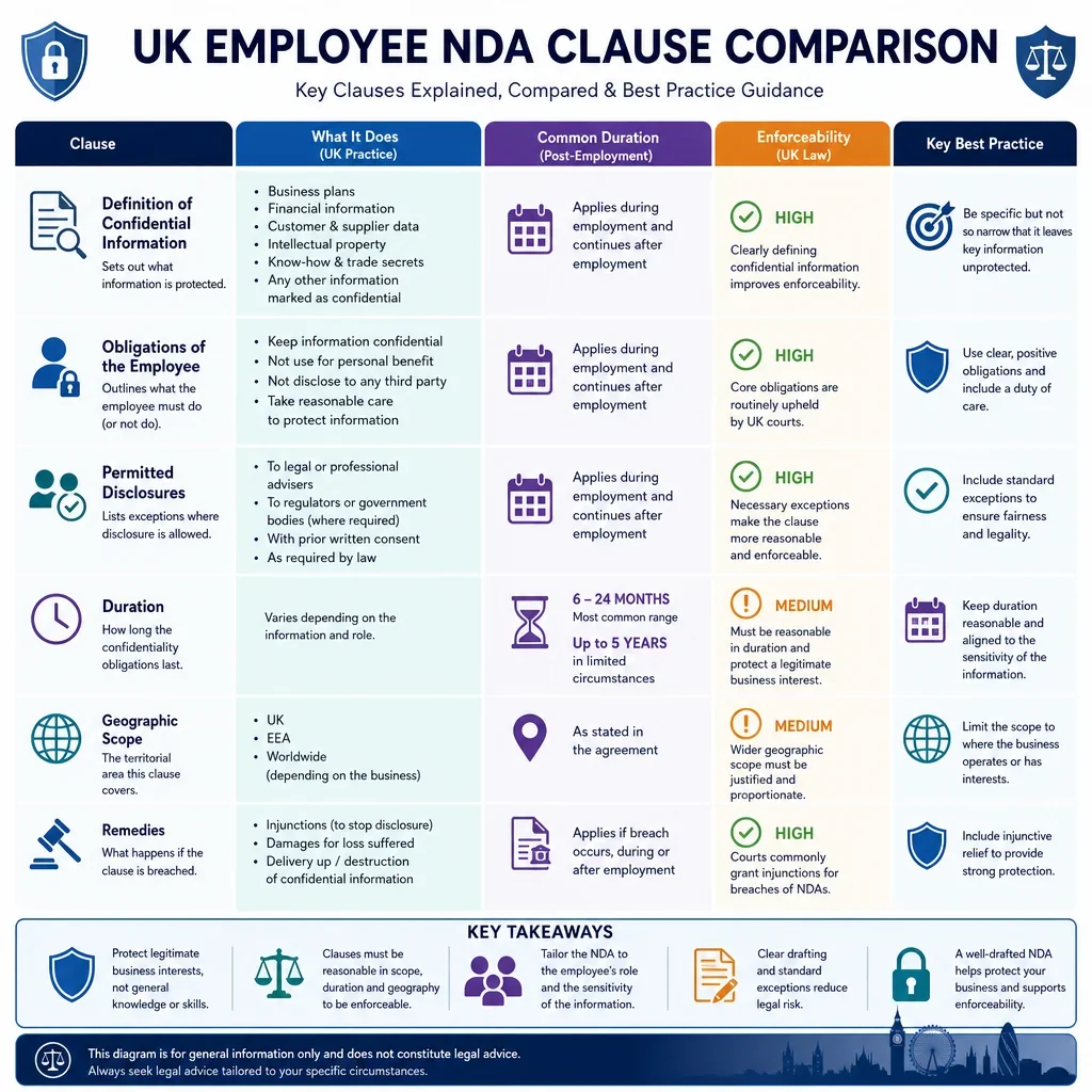 Employee NDA clause comparison