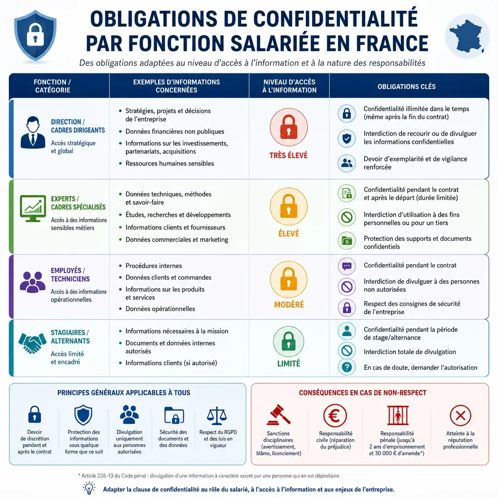 Obligations de confidentialité par fonction salariée