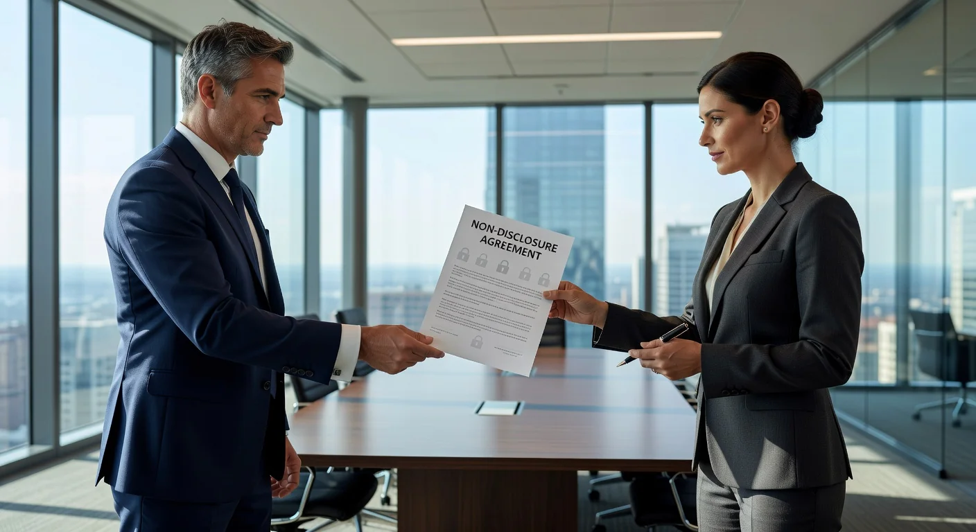 Business professionals signing NDA contract