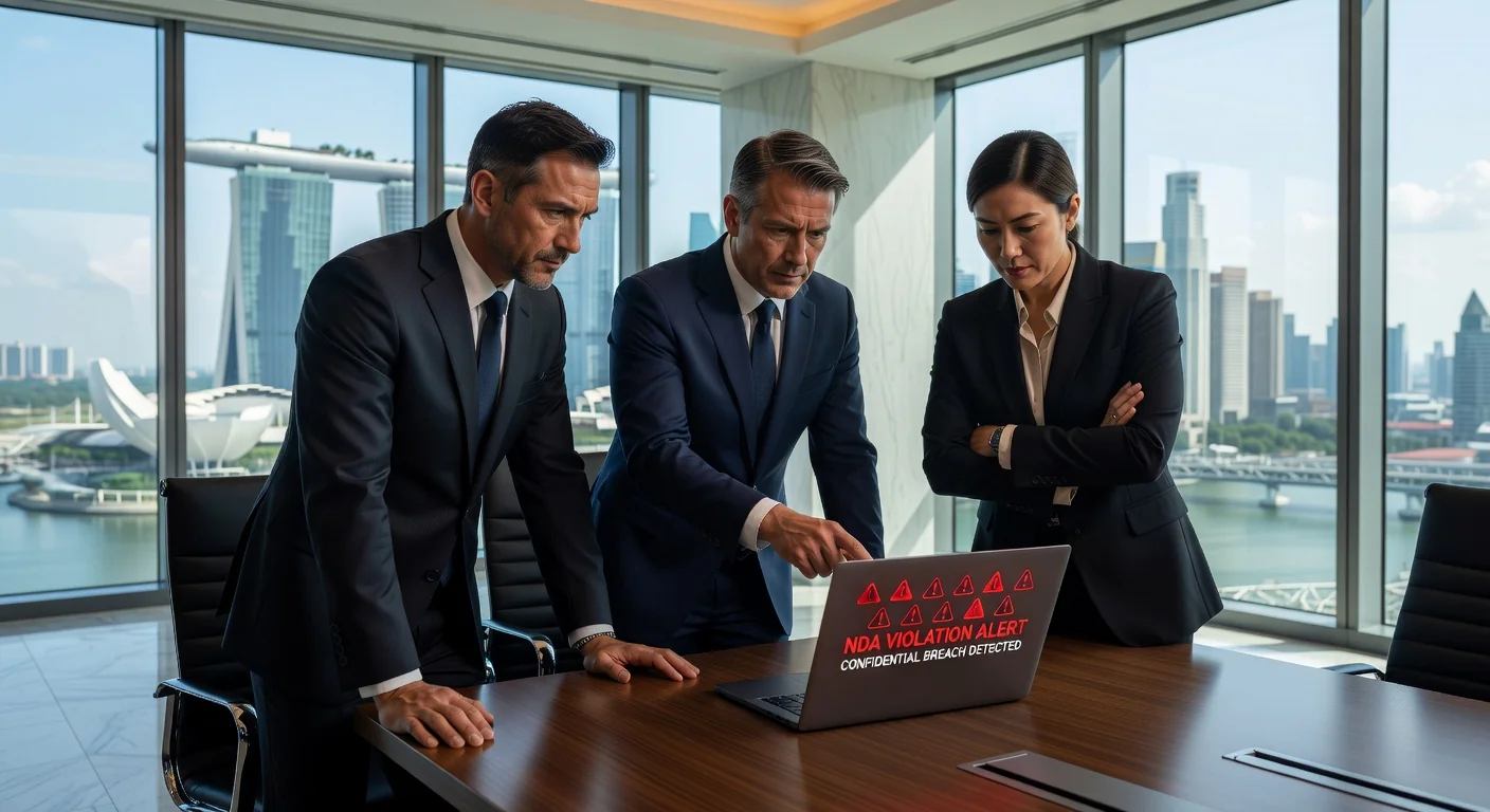 Team discussing NDA breach risks