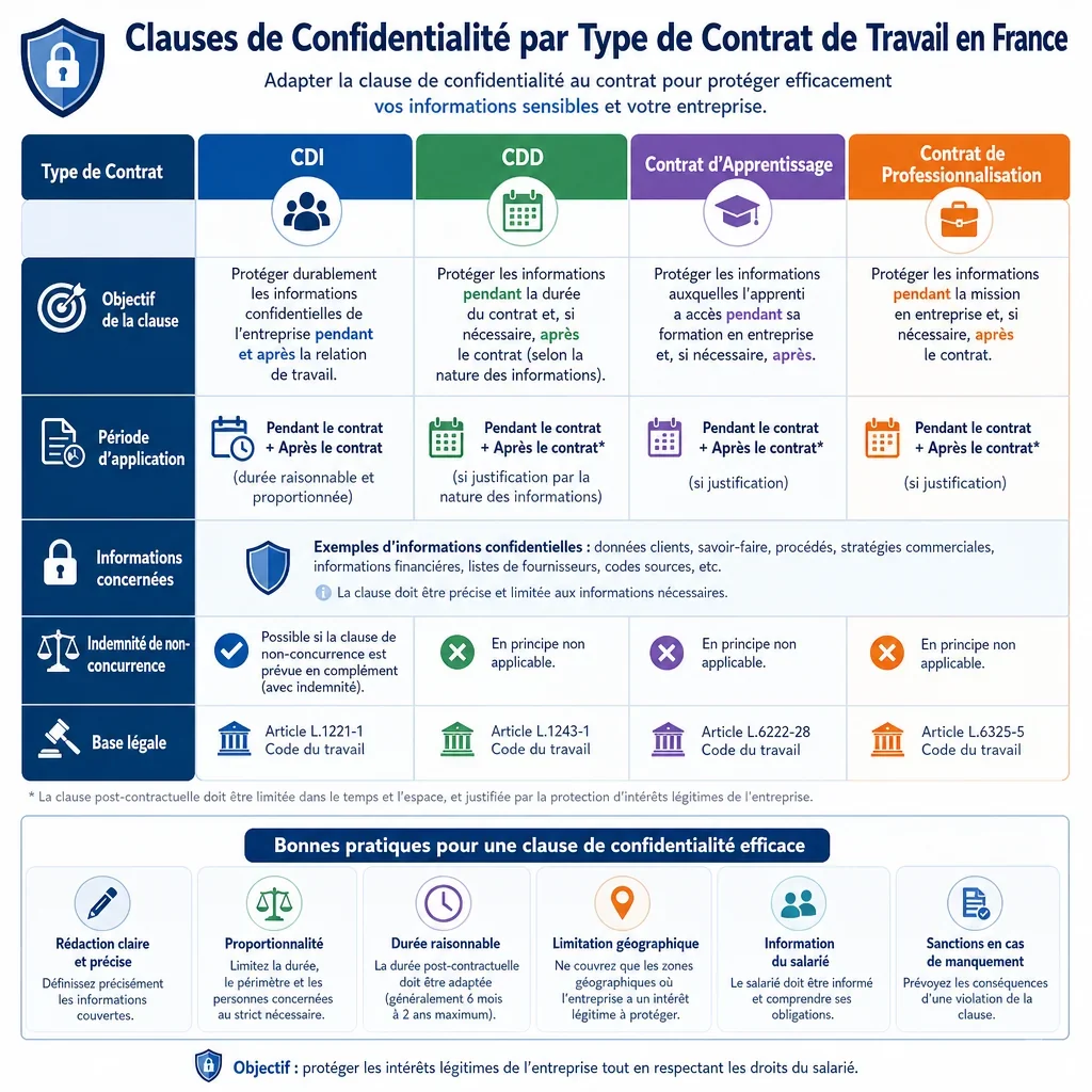 Clauses de confidentialité par type de contrat de travail