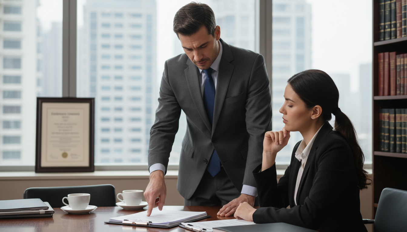 Adult lawyer explaining confidentiality agreement