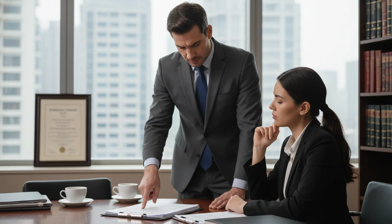 Adult lawyer explaining confidentiality agreement