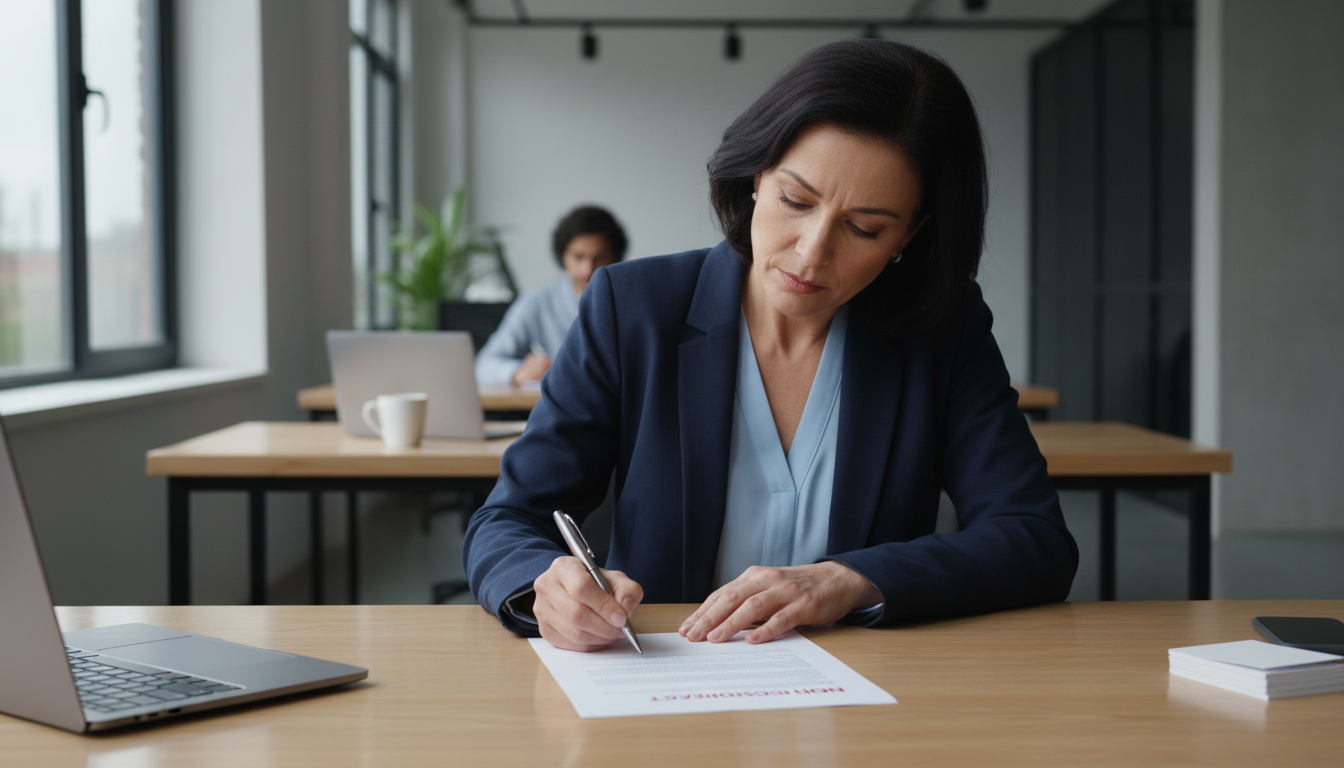 Professional signing confidential employment contract