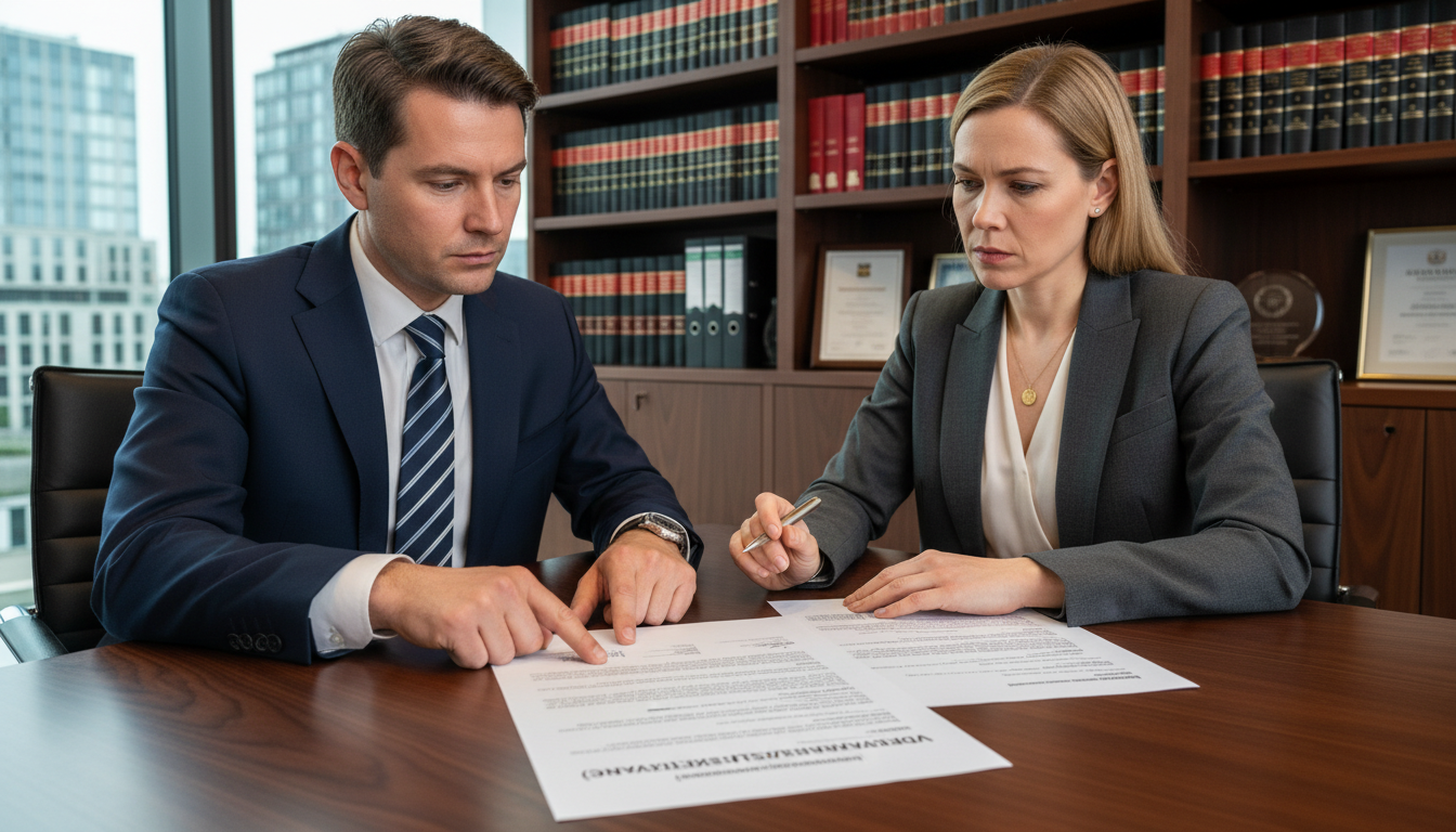 Legal professional explaining NDA clause