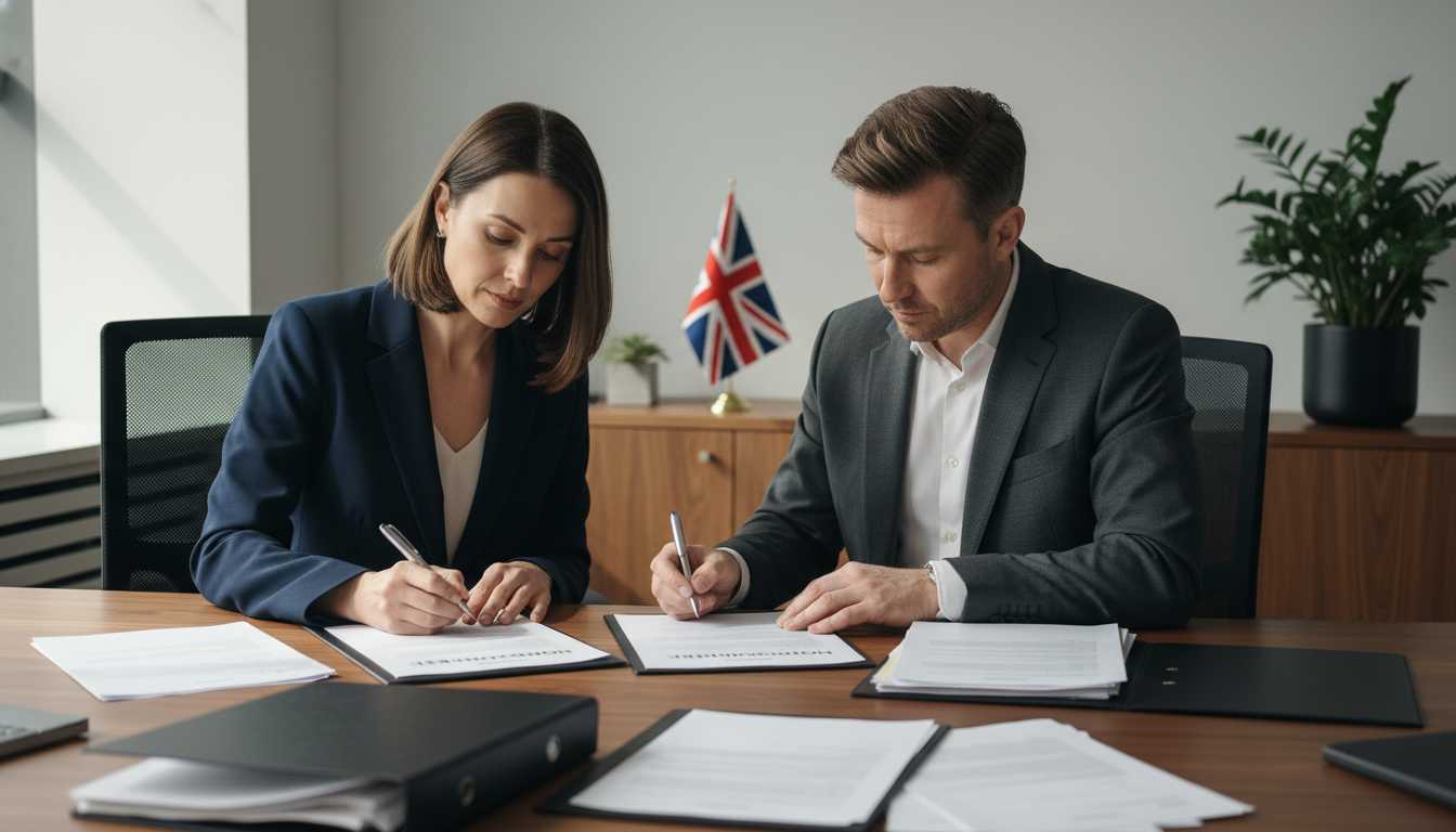 Business professionals signing NDA contract