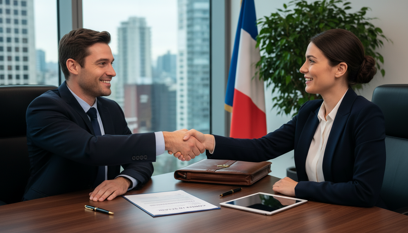 Business handshake sealing contract