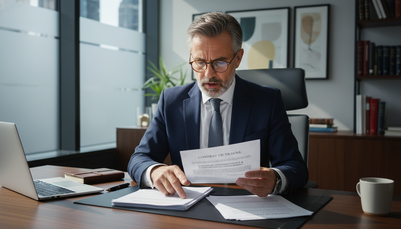 French lawyer reviewing contract