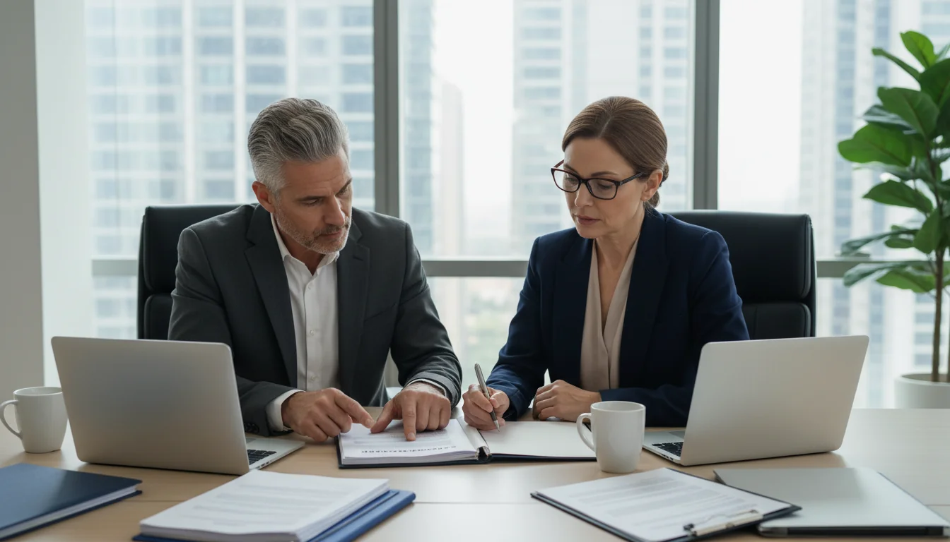 Business professionals drafting agreement