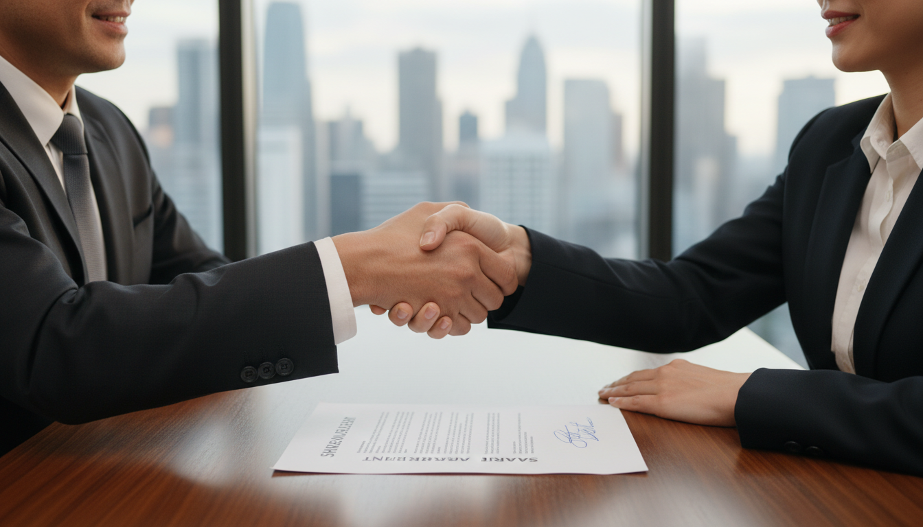Handshake sealing business partnership