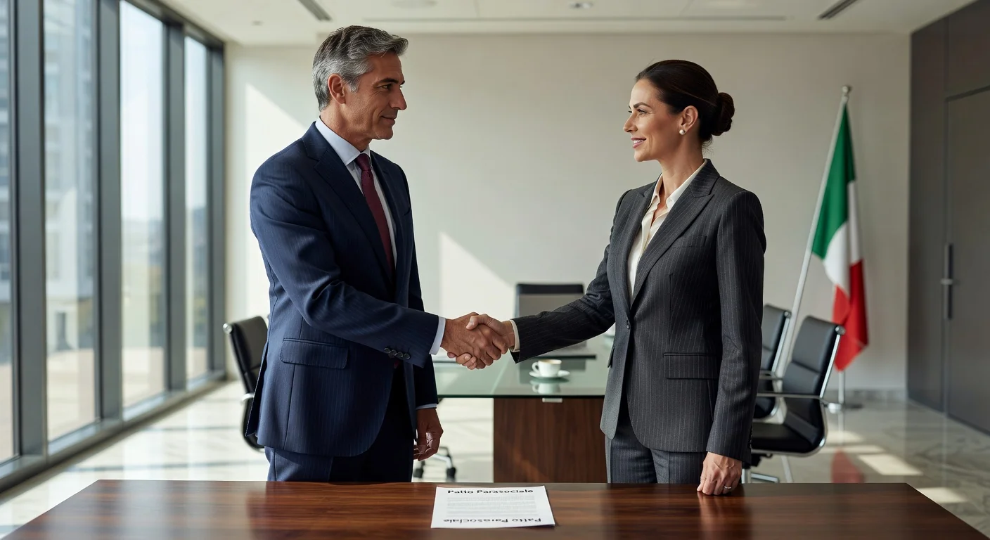 Italian business professionals signing agreement
