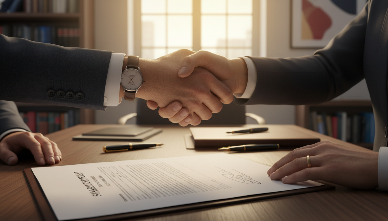 Handshake sealing shareholders' partnership