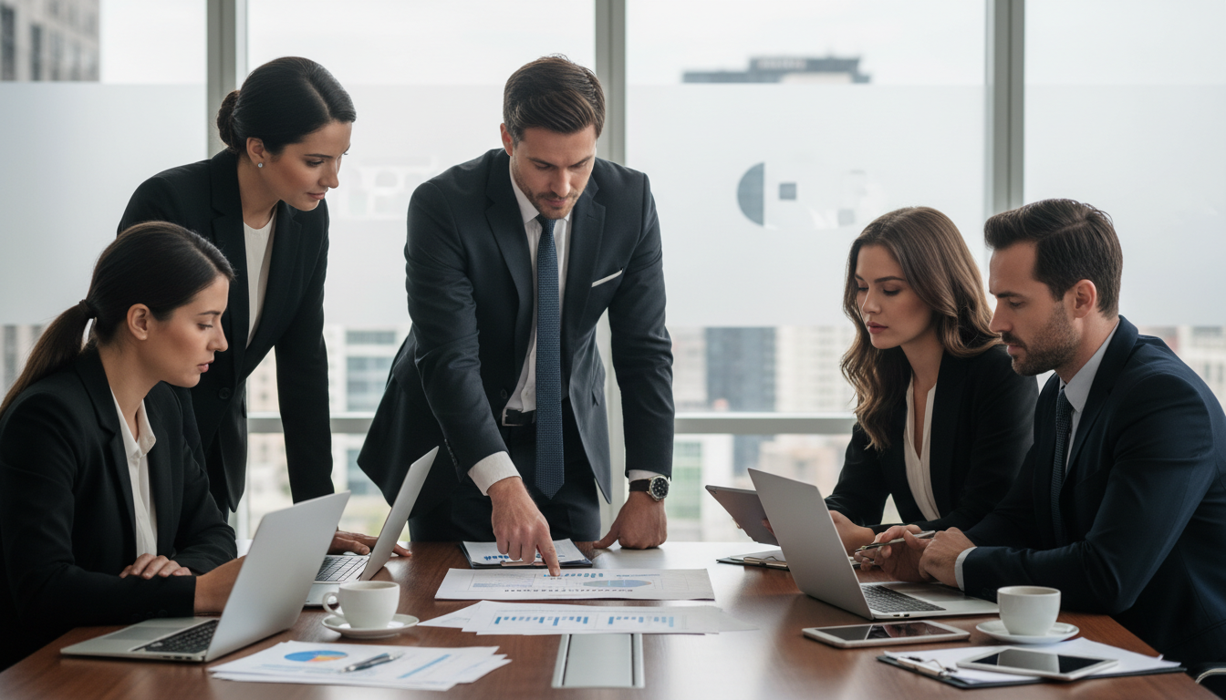 Team discussing shareholder agreement