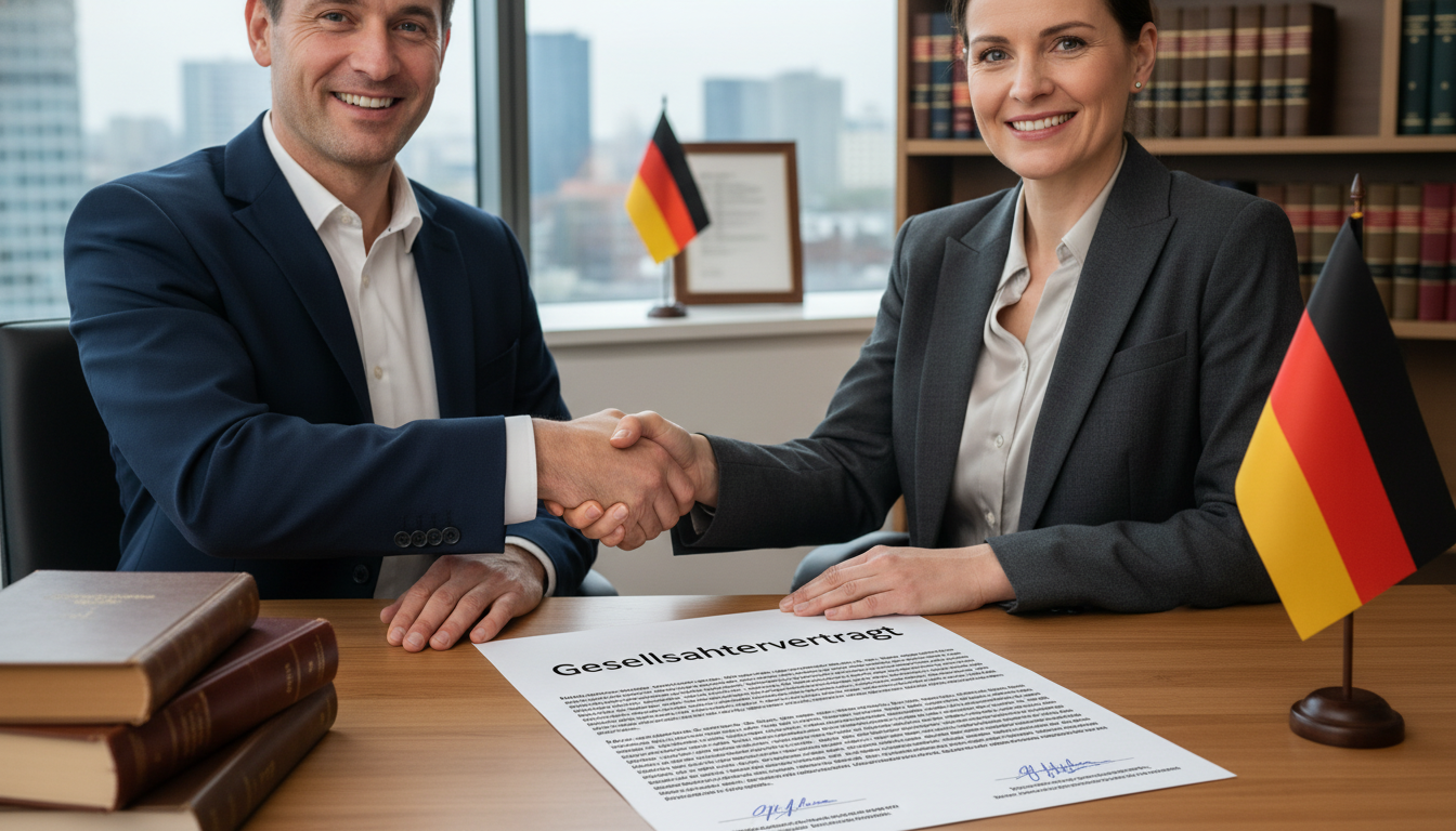 German business contract signing